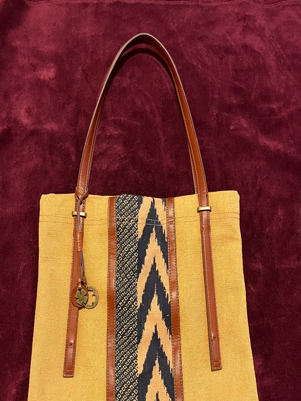 Lucky Brand golden brown fabric tote bag